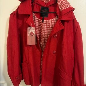 Yoki Women's Bold Red Trench Coat